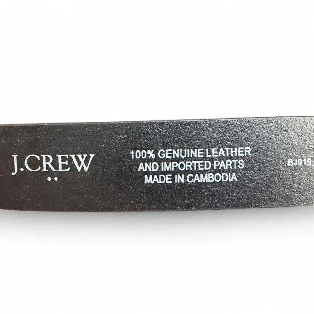 J.Crew NWT Black Genuine Leather Belt Gold Oval Buckle Size L XL  1.25” Wide - Picture 6 of 6
